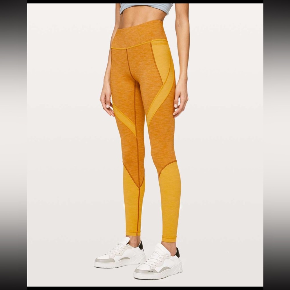 Lululemon Athletica Early Extension Tight Leggings Yellow Gold 8 - Picture 2 of 5